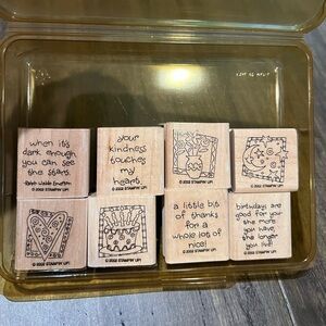 2002 Stampin up Quick & Cute 8 wood block craft stamp set